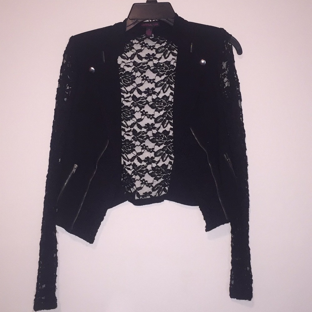“MATERIAL GIRL” Black Lace Fabric Jacket